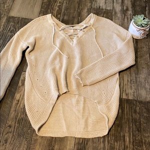Flying Tomato lace up sweater